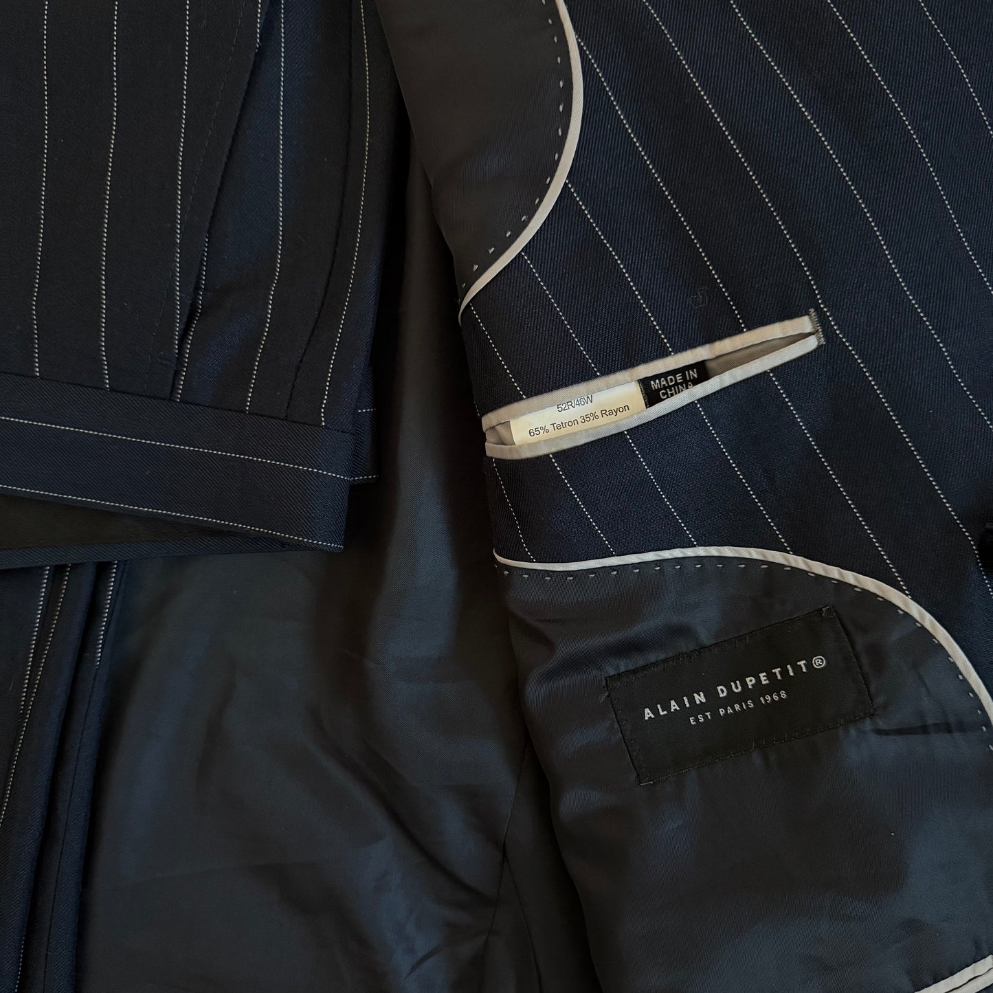 Navy Pinstripe Double Breasted Suit | 52R/46W